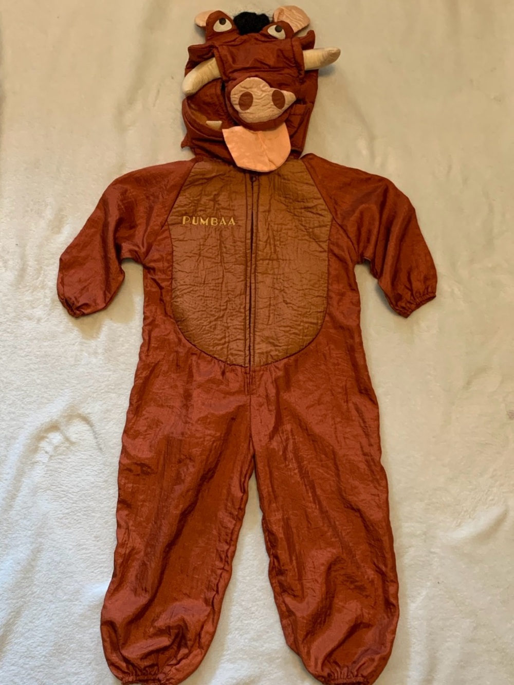 Kids Pumbaa Costume Jumpsuit Hooded Animal Sz 2-4 Toddler Outfit